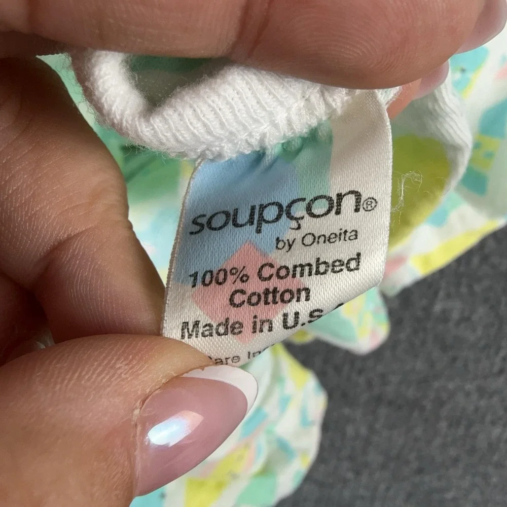 Vintage Soupcon By Oneita Romper Infant 6-9 Months Geometric Bodysuit Blanket